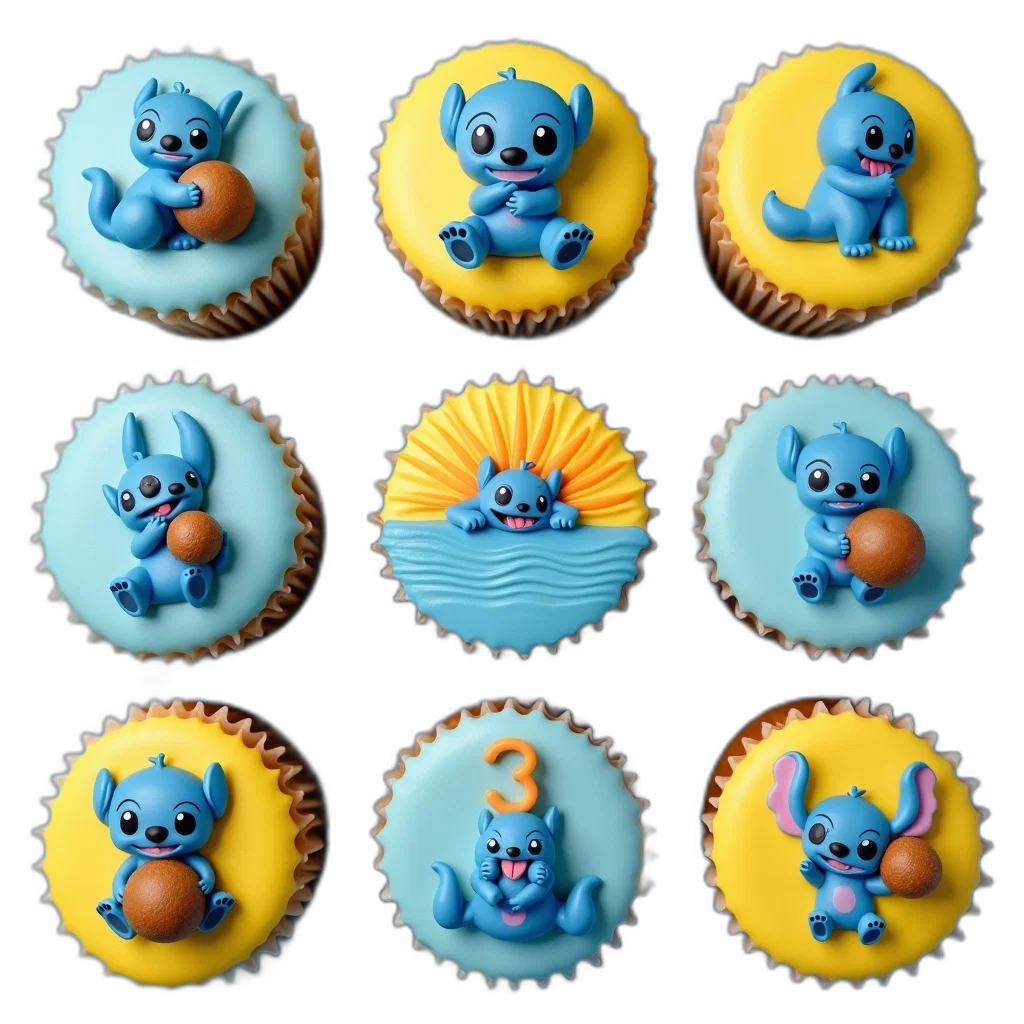 3d render, blue, collection, cupcakes, various, designs, including, cupcake transparent PNG cut-out