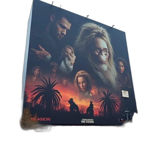 concept art, fire, fog, large, movie, billboard, front, building transparent PNG cut-out