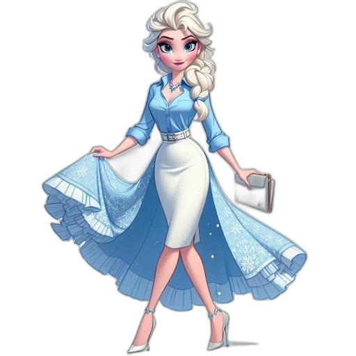 dress, staff, concept art, fantasy art, cartoon, pixel art, blue, pastel transparent PNG cut-out