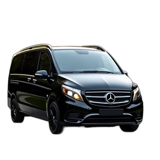car, photorealistic, 3d render, black, mercedes-benz, minivan, parked, driveway transparent PNG cut-out