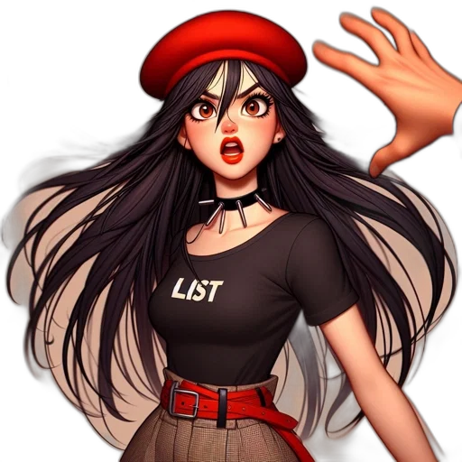 staff, hat, dress, concept art, pixel art, anime, cartoon, red transparent PNG cut-out