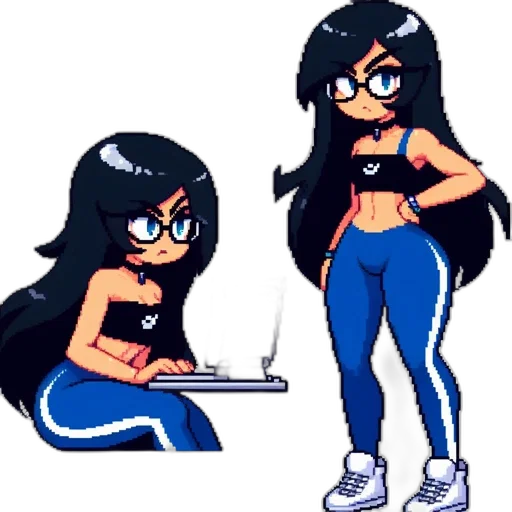 staff, pixel art, cartoon, concept art, anime, monochrome, neon, blue transparent PNG cut-out
