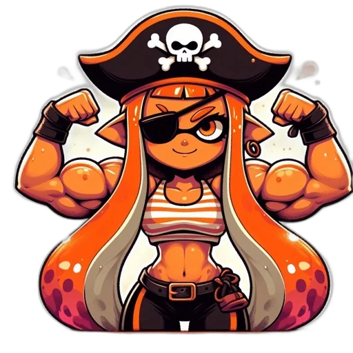 weapon, cartoon, pixel art, concept art, comic book art, animated, pirate-themed, woman transparent PNG cut-out
