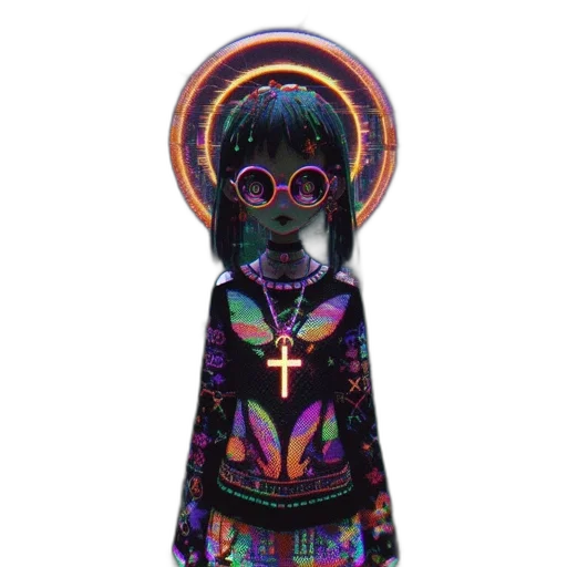 staff, mask, dress, jewelry, 3d render, concept art, pixel art, fantasy art transparent PNG cut-out