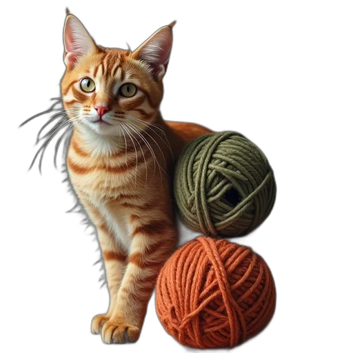 animal, staff, photorealistic, pixel art, oil painting, colorful, cat, yarn transparent PNG cut-out