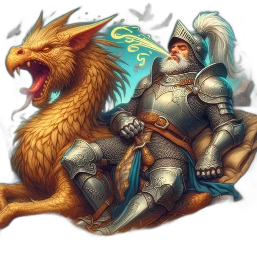 dragon, sword, fantasy art, concept art, pixel art, watercolor, golden, knight transparent PNG cut-out