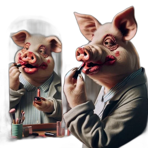 animal, photorealistic, 3d render, concept art, oil painting, anthropomorphic, pig, applies transparent PNG cut-out