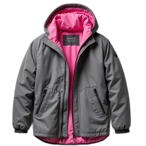 jacket, neon, pastel, gray, pink, lining, grey, print transparent PNG cut-out