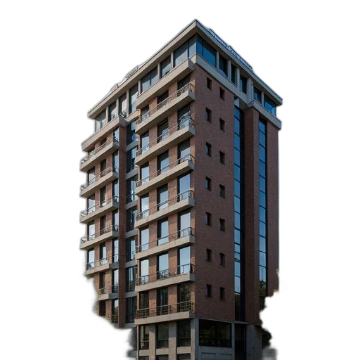 building, face, 3d render, photorealistic, concept art, city street, modern, apartment transparent PNG cut-out