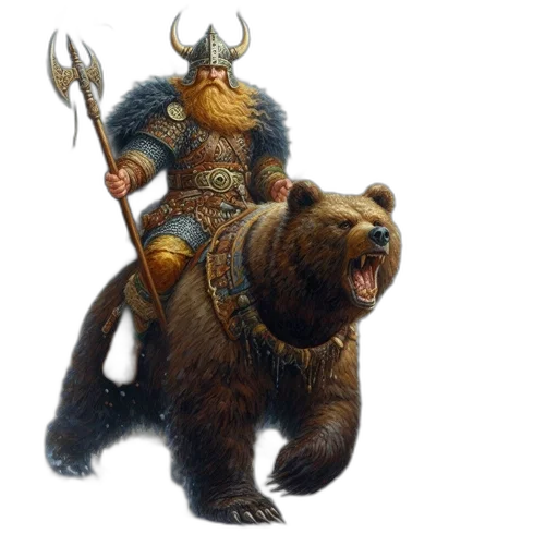 creature, animal, staff, concept art, fantasy art, 3d render, norse, warrior transparent PNG cut-out