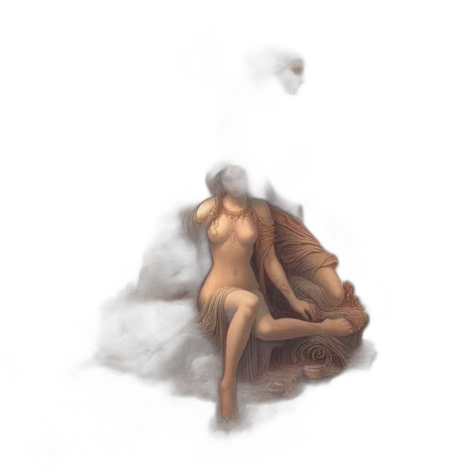 dress, creature, furniture, concept art, fantasy art, photorealistic, oil painting, fog transparent PNG cut-out