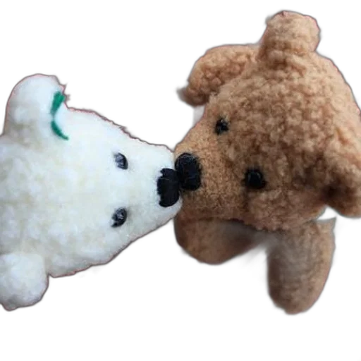 3d render, two, stuffed, animals, one, resembling, polar, bear transparent PNG cut-out