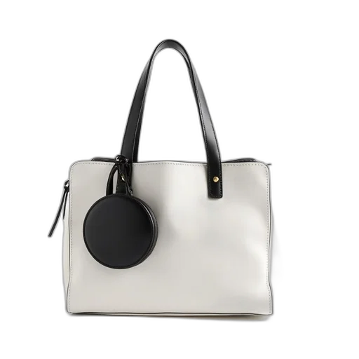 monochrome, white, handbag, black, strap, small, pouch, attached transparent PNG cut-out