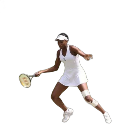 3d render, female, tennis, player, white, outfit, court, racket transparent PNG cut-out
