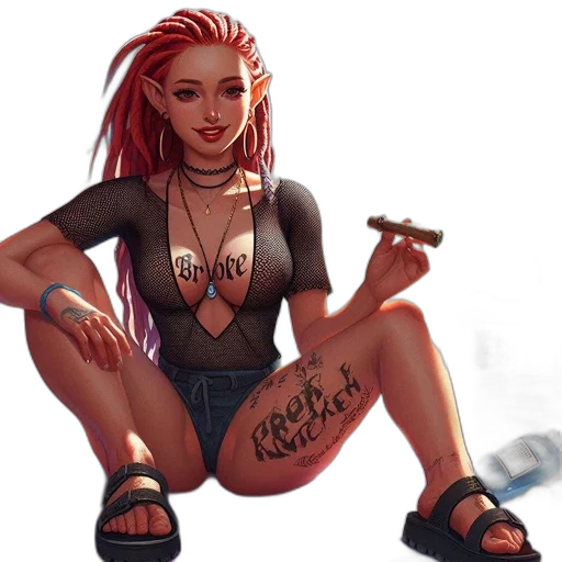 jewelry, concept art, fantasy art, comic book art, cyberpunk, fire, woman, distinctive transparent PNG cut-out
