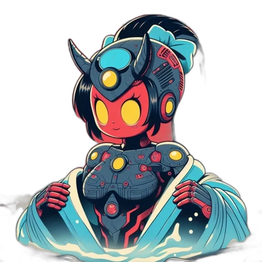 robot, mask, creature, jacket, concept art, pixel art, comic book art, fantasy art transparent PNG cut-out