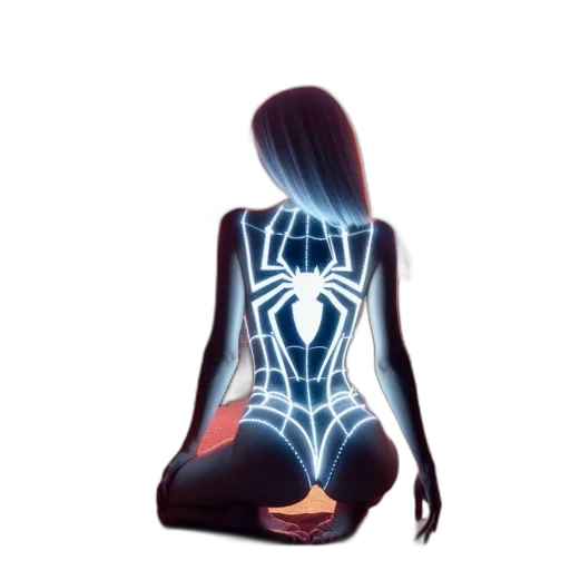 dress, jewelry, concept art, comic book art, pixel art, 3d render, neon lights, woman transparent PNG cut-out