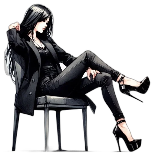 jacket, furniture, concept art, comic book art, cartoon, fantasy art, monochrome, dark transparent PNG cut-out
