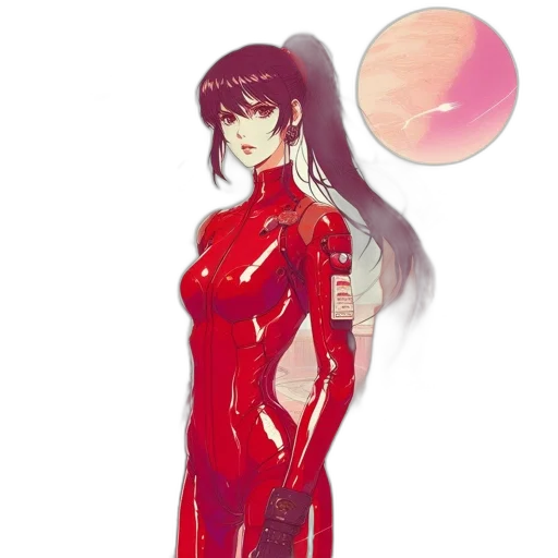 dress, robot, concept art, comic book art, anime, fantasy art, outer space, red transparent PNG cut-out