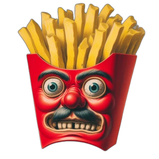 food, robot, face, mask, 3d render, photorealistic, concept art, anthropomorphized transparent PNG cut-out