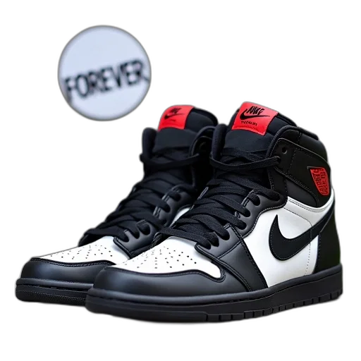 shoes, 3d render, pair, black, white, high-top, sneakers, patterned transparent PNG cut-out