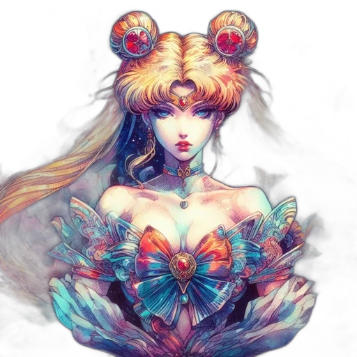 crown, dress, fantasy art, concept art, pixel art, anime, colorful, blue transparent PNG cut-out