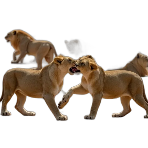 animal, 3d render, concept art, photorealistic, two, lions, playfully, fighting transparent PNG cut-out