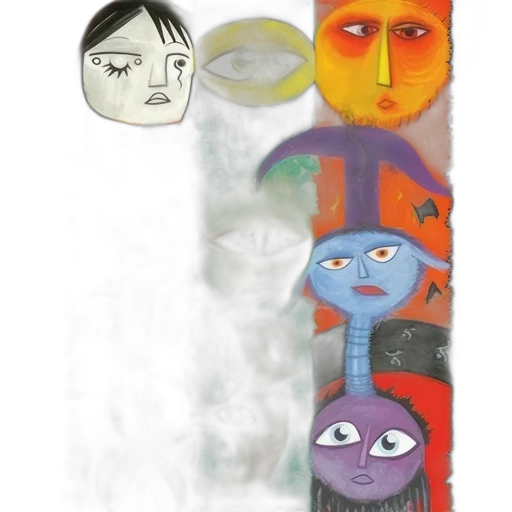 mask, face, staff, concept art, fantasy art, watercolor, comic book art, fog transparent PNG cut-out