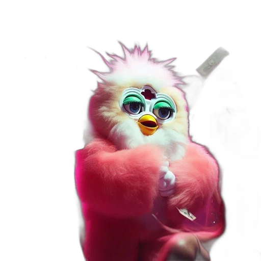 animal, creature, jacket, staff, concept art, vaporwave, 3d render, photorealistic transparent PNG cut-out