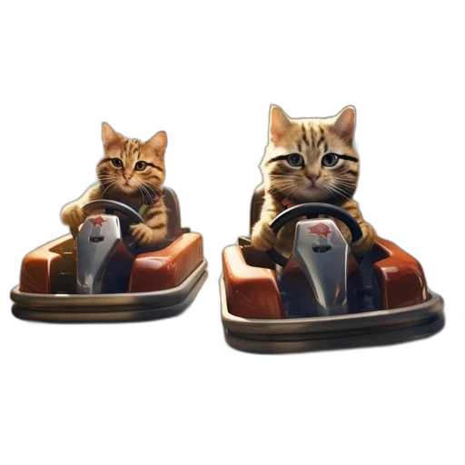 shoes, car, 3d render, concept art, photorealistic, two, cats, race transparent PNG cut-out