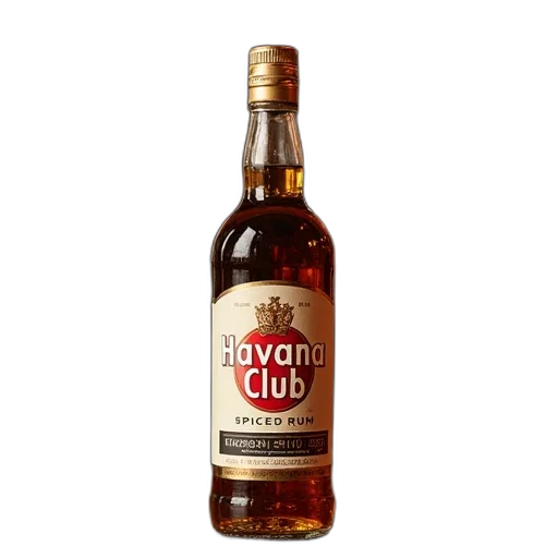 bottle, havana, club, spiced, rum, table transparent PNG cut-out