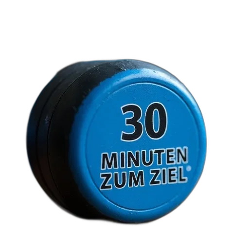 close-up, blue, black, dumbbell, text, minuten, zum, ziel transparent PNG cut-out