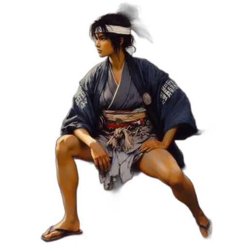 photorealistic, concept art, fantasy art, oil painting, woman, traditional, japanese, attire transparent PNG cut-out