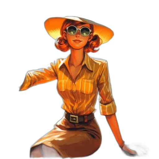 hat, staff, jacket, concept art, comic book art, fantasy art, pixel art, golden transparent PNG cut-out