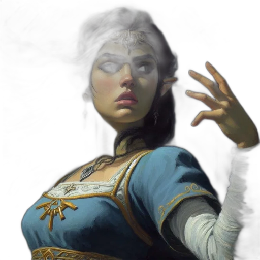 face, dragon, staff, dress transparent PNG cut-out