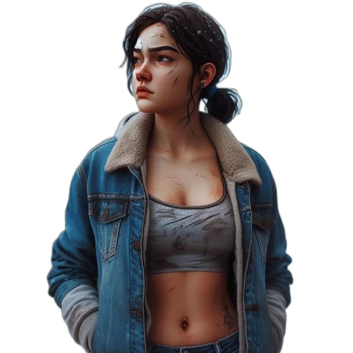 jacket, face, jewelry, concept art, photorealistic, cyberpunk, fantasy art, neon lights transparent PNG cut-out