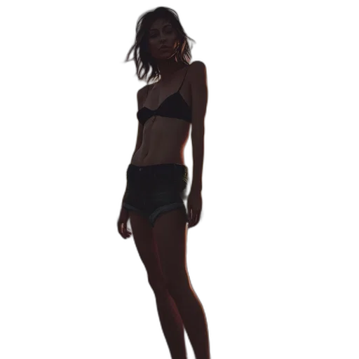 dress, staff, 3d render, concept art, dark, monochrome, young, woman transparent PNG cut-out