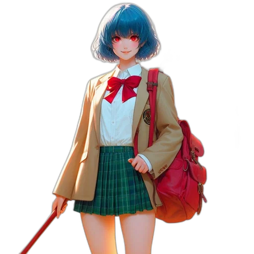 jacket, umbrella, dress, staff, anime, concept art, 3d render, photorealistic transparent PNG cut-out