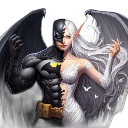 comic book art, fantasy art, concept art, pixel art, surreal, scene, features, batman transparent PNG cut-out