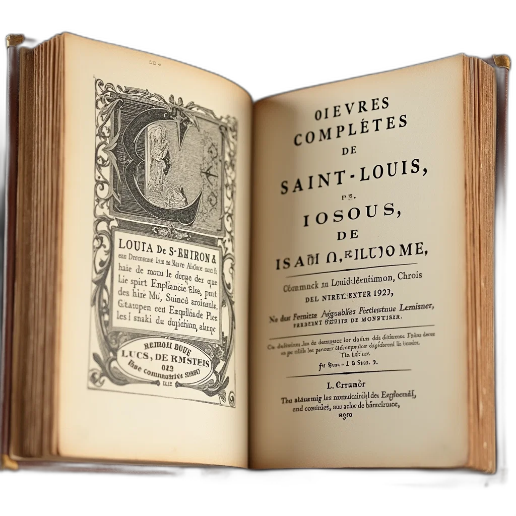 open, book, title, page, reads, oeuvres, completes, louis transparent PNG cut-out