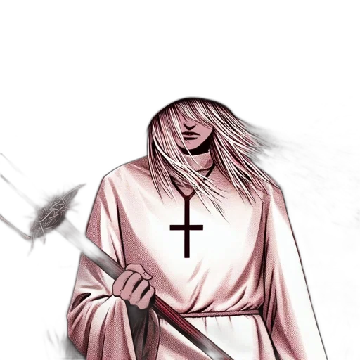 sword, staff, weapon, comic book art, concept art, fantasy art, watercolor, monochrome transparent PNG cut-out