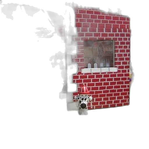 building, robot, weapon, face, 3d render, pixel art, concept art, vaporwave transparent PNG cut-out