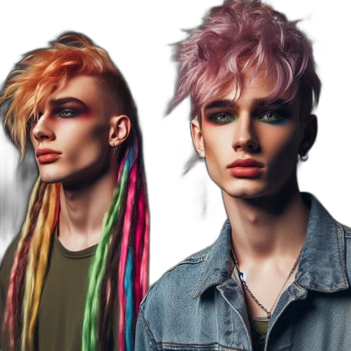 hair, cyberpunk, photorealistic, concept art, fantasy art, neon, colorful, pastel transparent PNG cut-out