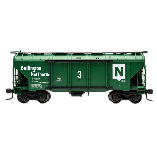 3d render, green, cargo, train, car, words, burlington, northern transparent PNG cut-out