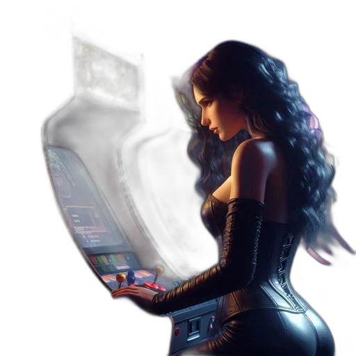 dress, robot, cyberpunk, concept art, fantasy art, comic book art, neon lights, outer space transparent PNG cut-out