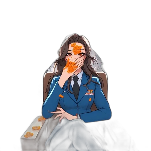 jacket, staff, face, anime, pixel art, cartoon, concept art, outer space transparent PNG cut-out