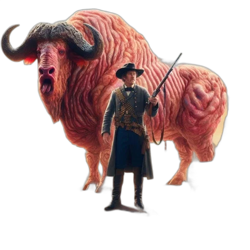animal, hat, creature, staff, concept art, fantasy art, photorealistic, scene transparent PNG cut-out