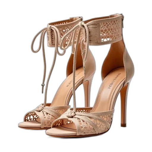 shoes, jewelry, 3d render, photorealistic, earth tones, golden, pair, beige transparent PNG cut-out