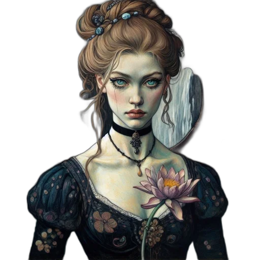 dress, face, crown, jewelry, fantasy art, concept art, pixel art, oil painting transparent PNG cut-out