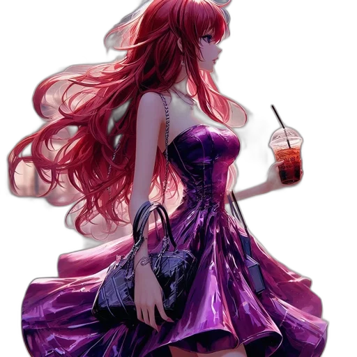 dress, fantasy art, concept art, anime, pixel art, red, dark, illustration transparent PNG cut-out